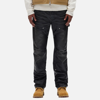 Purple Brand Black Open Carpenter Panel Coated Jeans