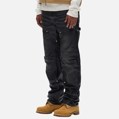 Purple Brand Black Open Carpenter Panel Coated Jeans