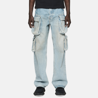 Purple Brand Light Indigo Relaxed Double Cargo Jeans