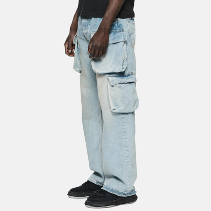 Purple Brand Light Indigo Relaxed Double Cargo Jeans