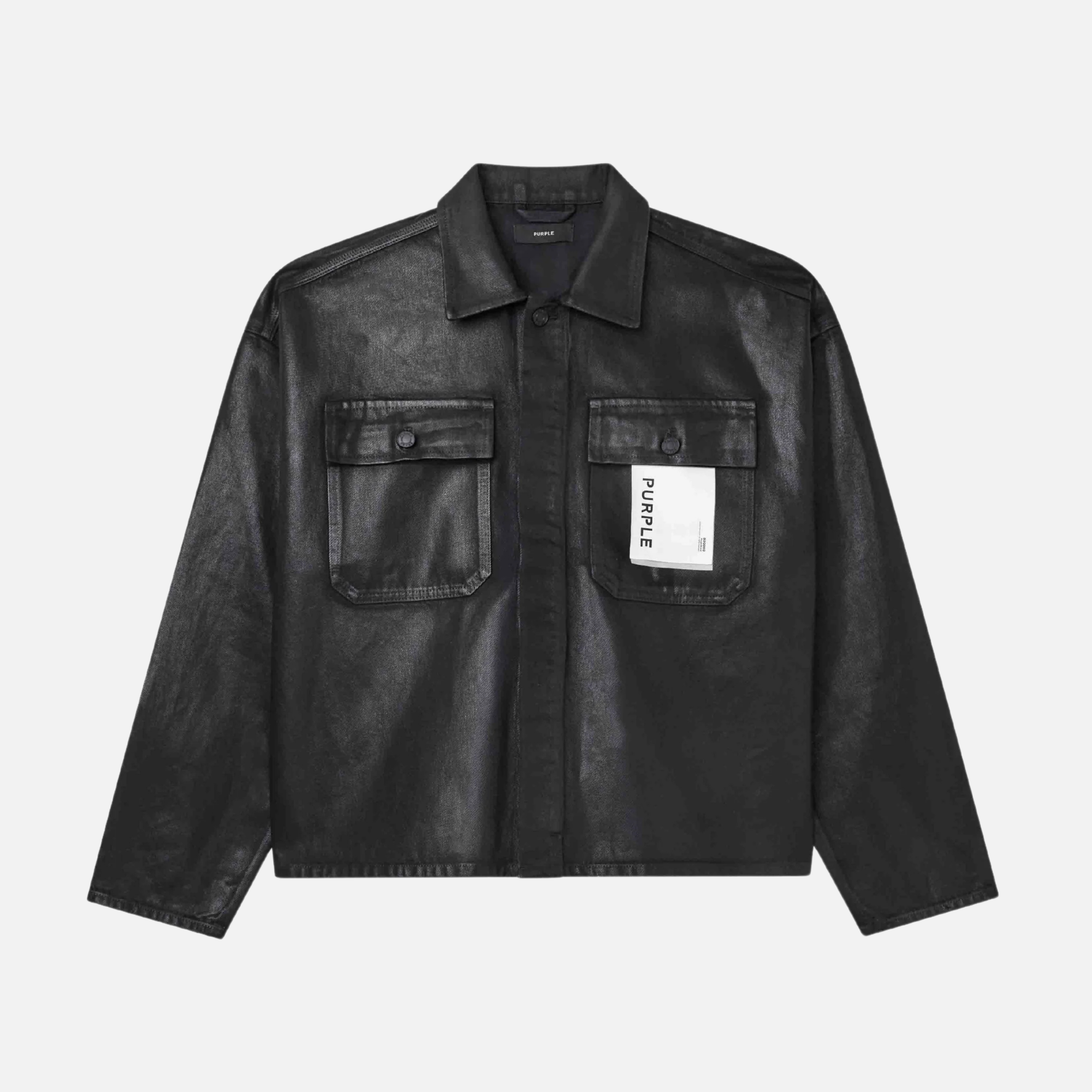 Purple Brand Black Patch Pocket Coated Jacket
