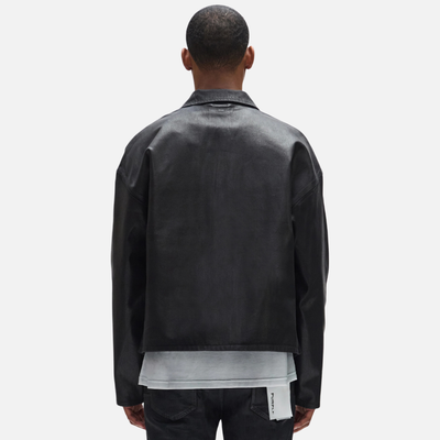 Purple Brand Black Patch Pocket Coated Jacket