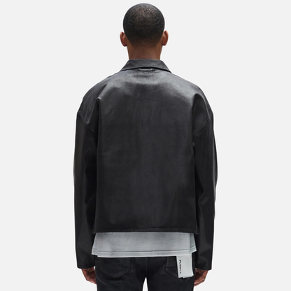 Purple Brand Black Patch Pocket Coated Jacket