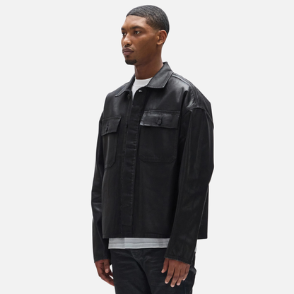 Purple Brand Black Patch Pocket Coated Jacket