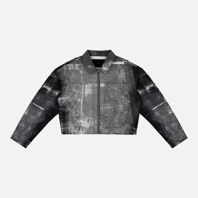 Purple Brand Carpenter Beaded Palms Print Black Jacket