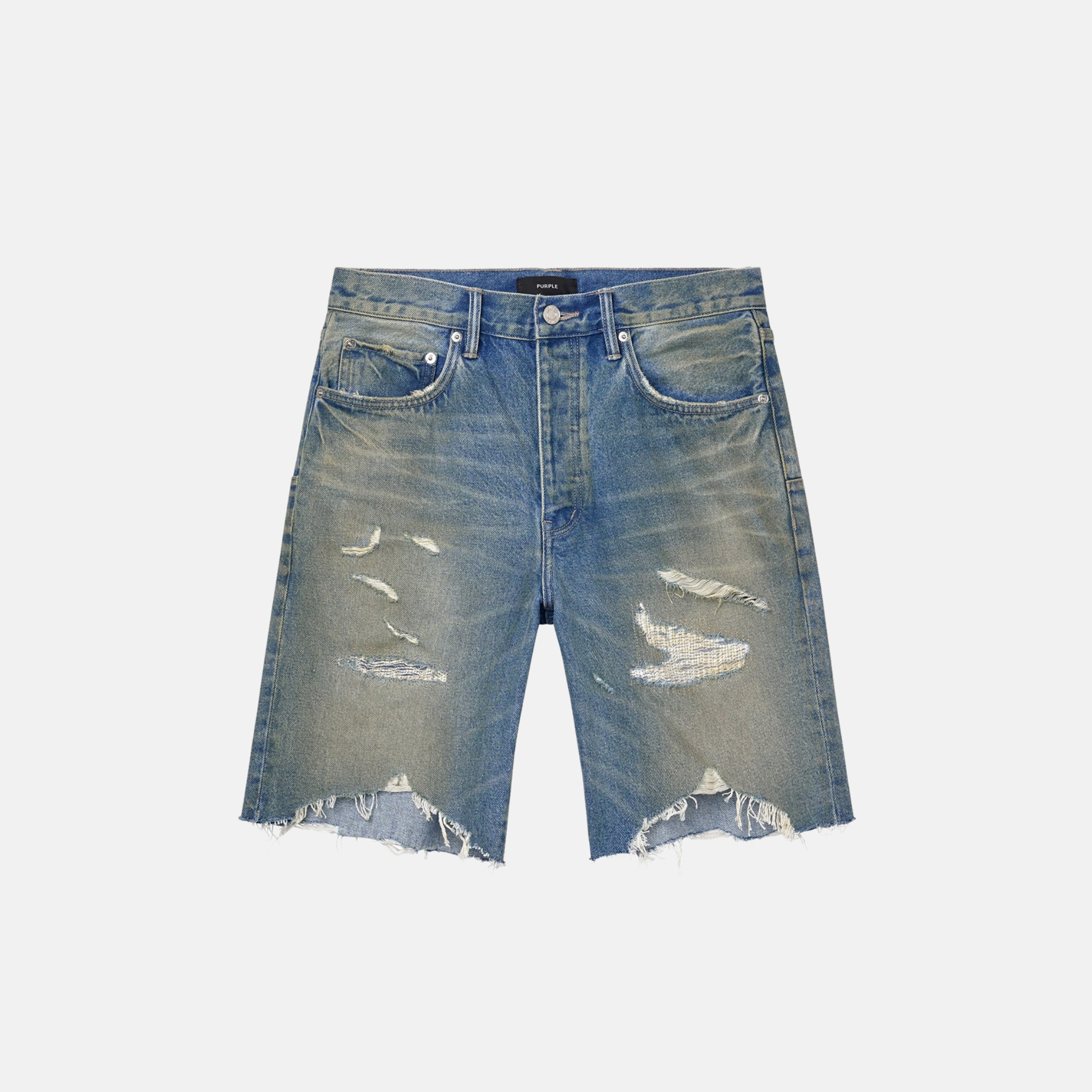 Purple Brand Mid Indigo High Summer Destroy Shorts