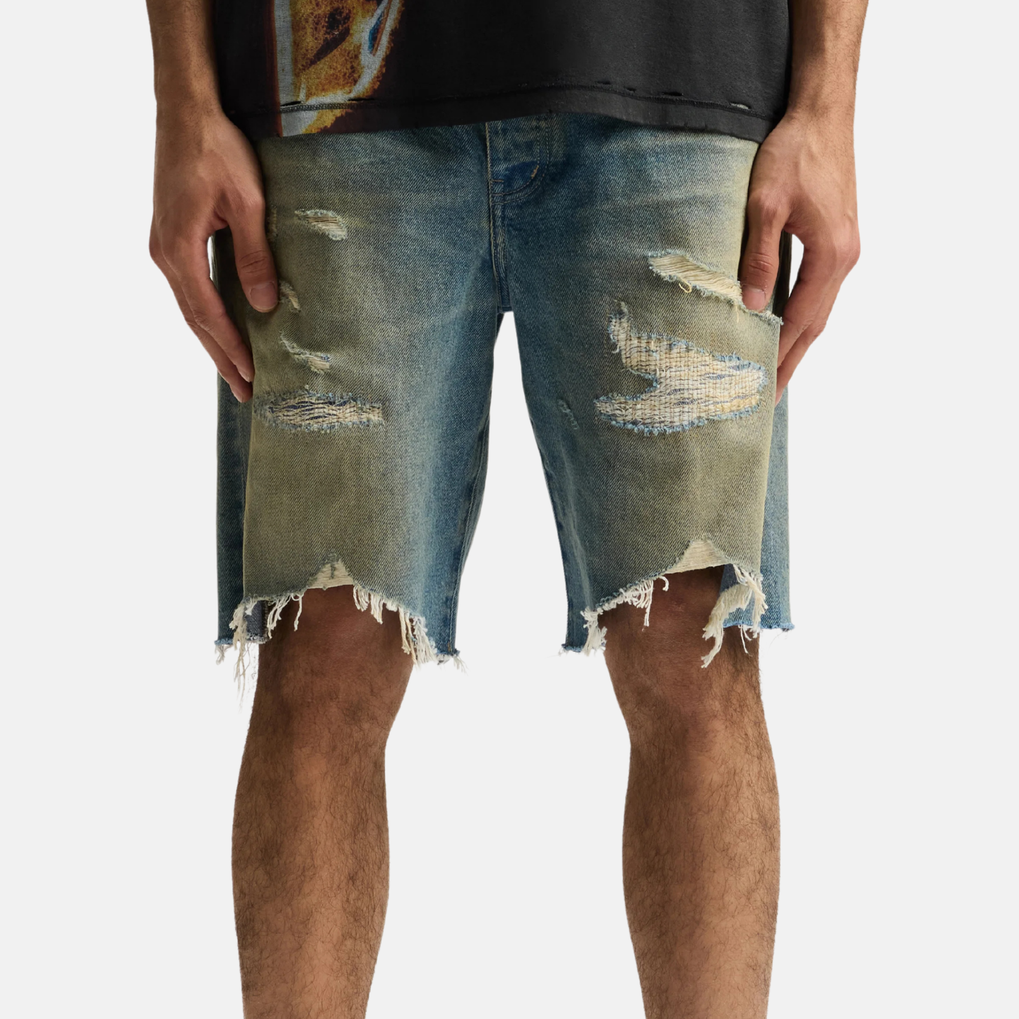 Purple Brand Mid Indigo High Summer Destroy Shorts