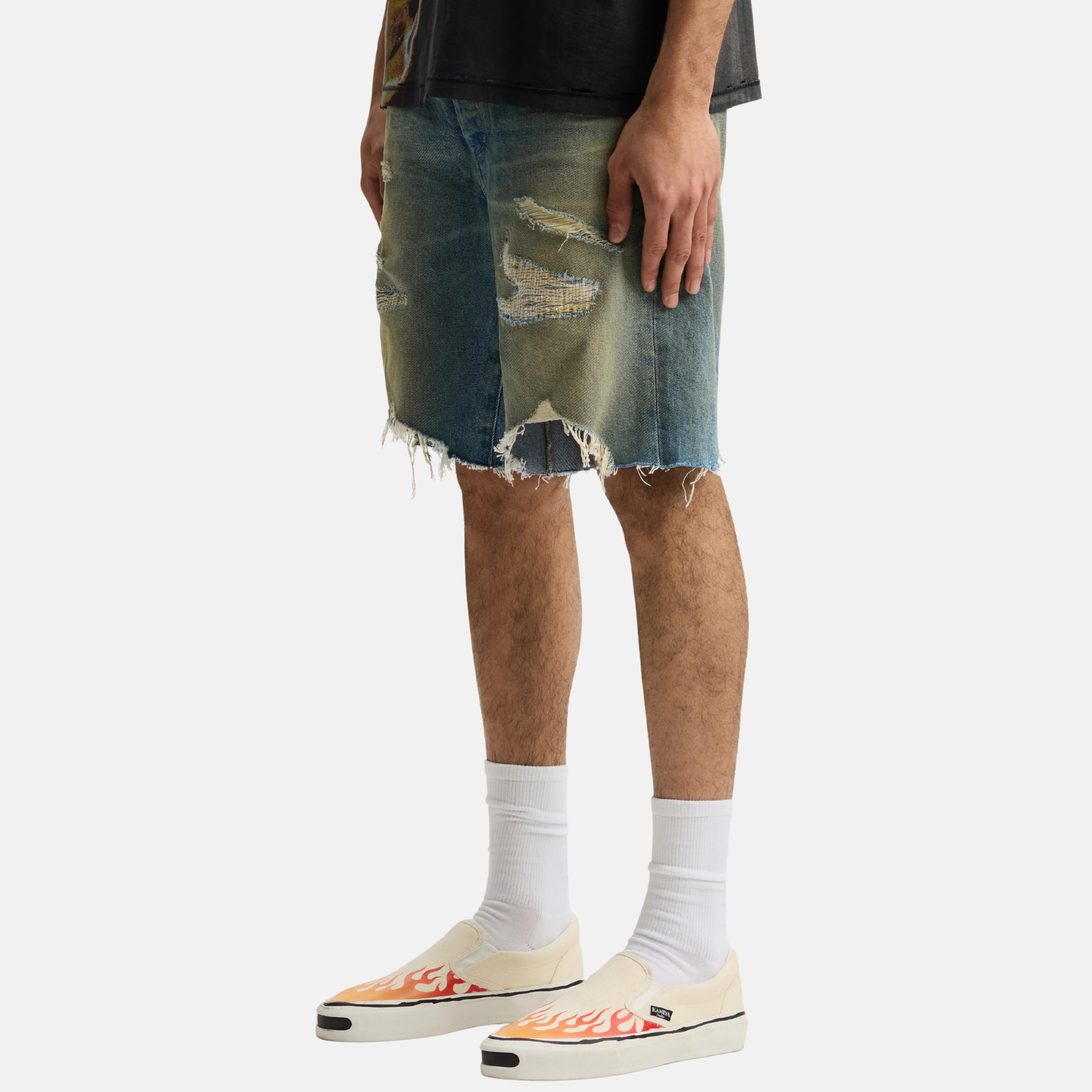 Purple Brand Mid Indigo High Summer Destroy Shorts