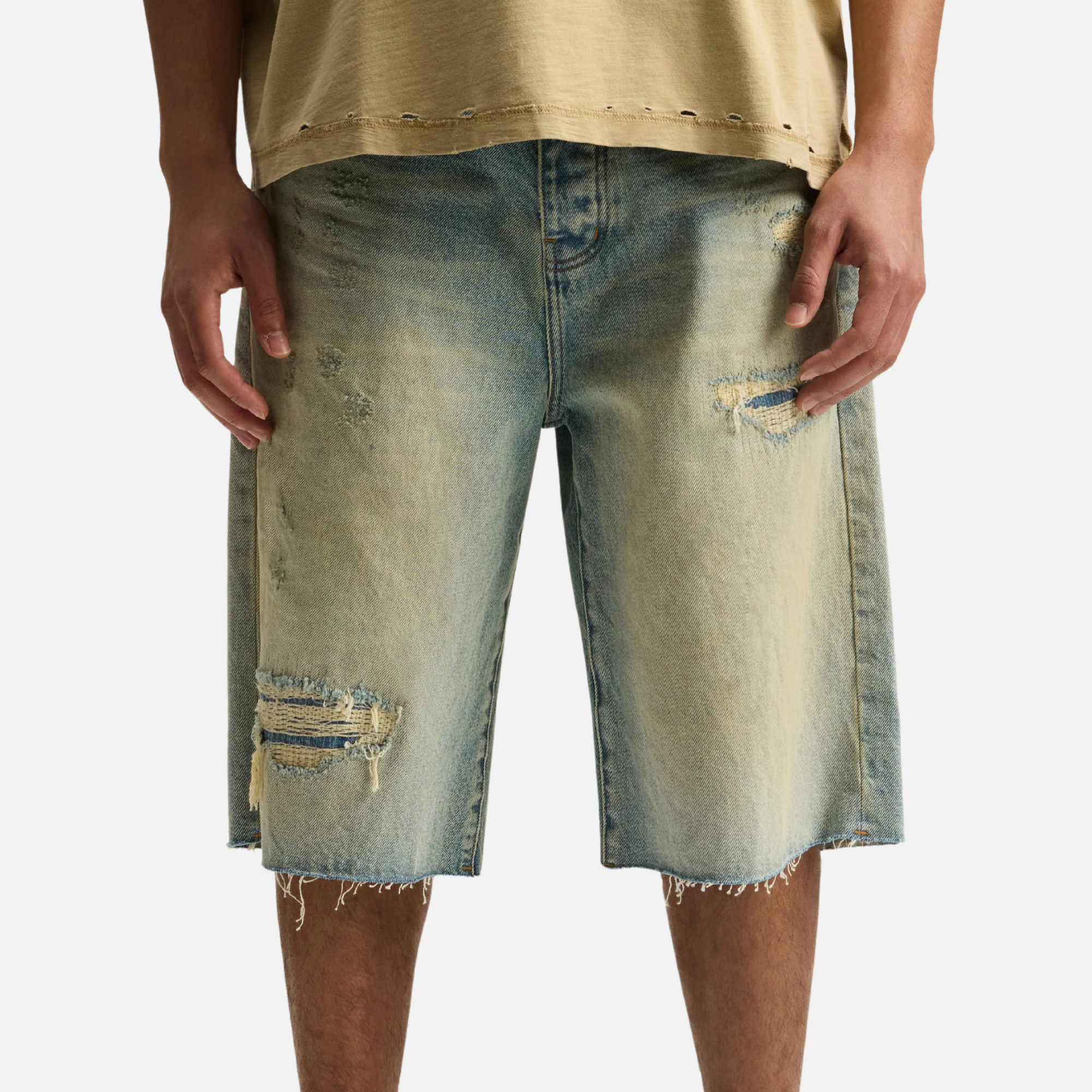 Purple Brand Antique Destroy Tinted Jean Shorts