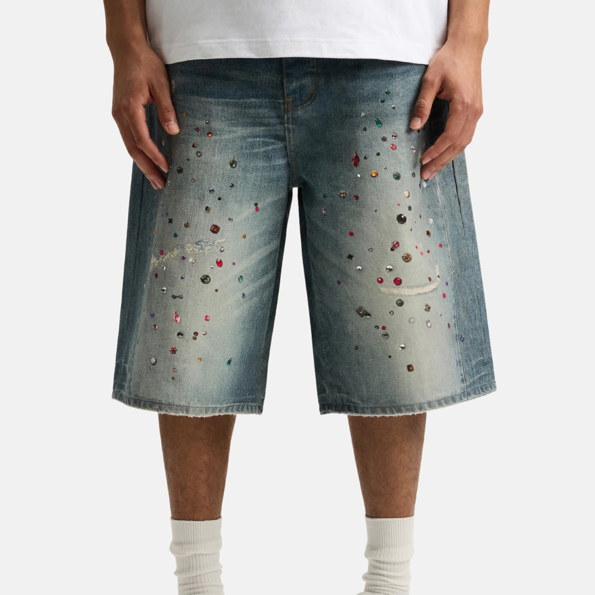 Purple Brand Cyanine Jewel Long Shorts