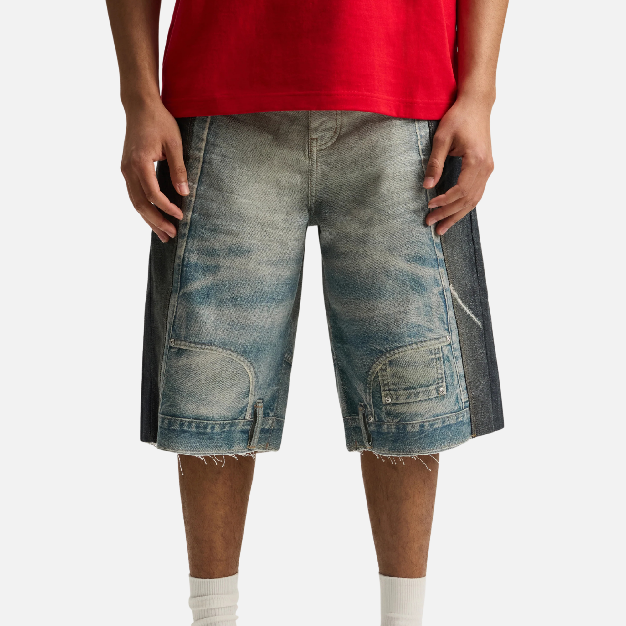 Purple Brand Indigo Upside Down Denim Shorts