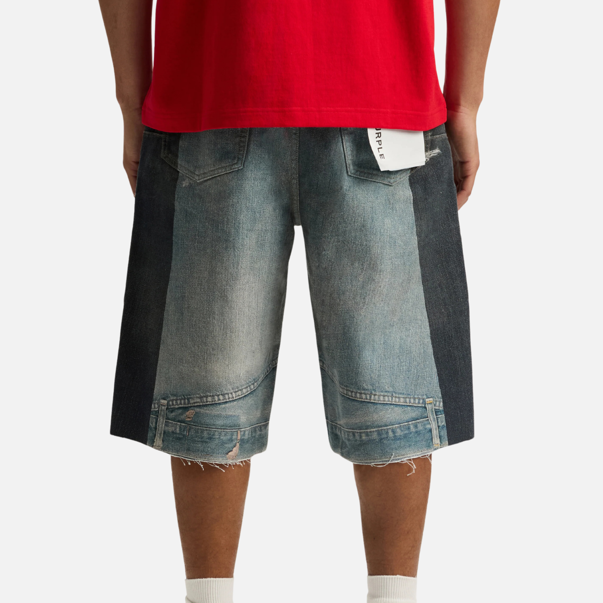 Purple Brand Indigo Upside Down Denim Shorts