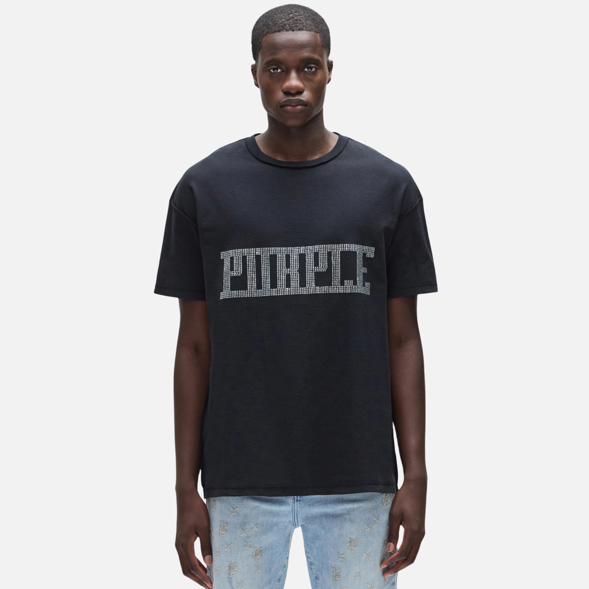 Purple Brand Black Crystal Plaque T-Shirt