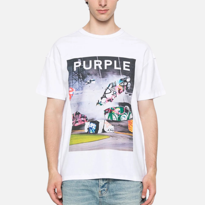 Purple Brand White Inside Out Race Track T-Shirt
