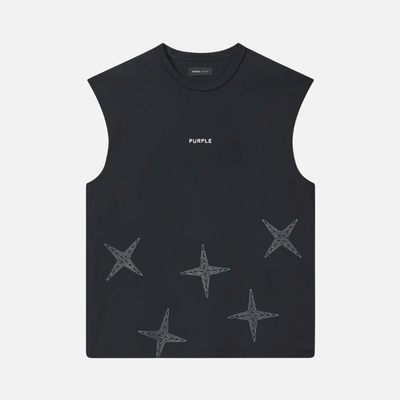 Purple Brand Black Sleevless Star Tank Top