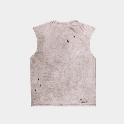 Purple Brand Brown Sleeveless Textured T-Shirt