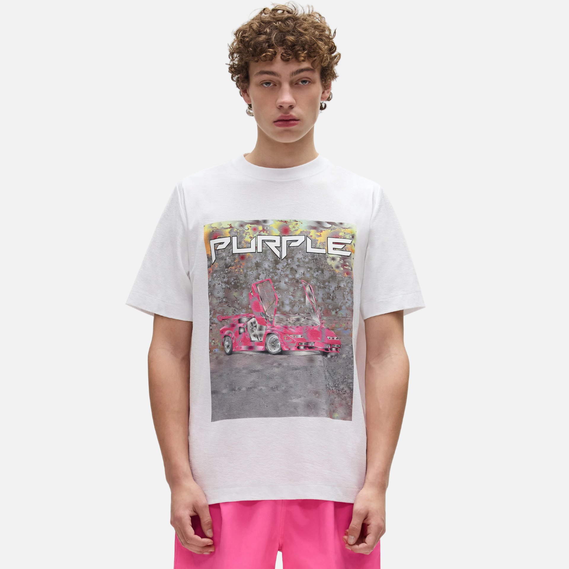 トップス MAZZ t-shirt White/purple check Purple Brand Ditched T-Shirt – Puffer Reds