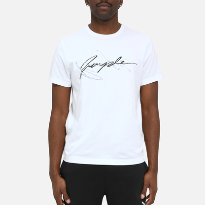 Purple Brand White Script Logo T-Shirt