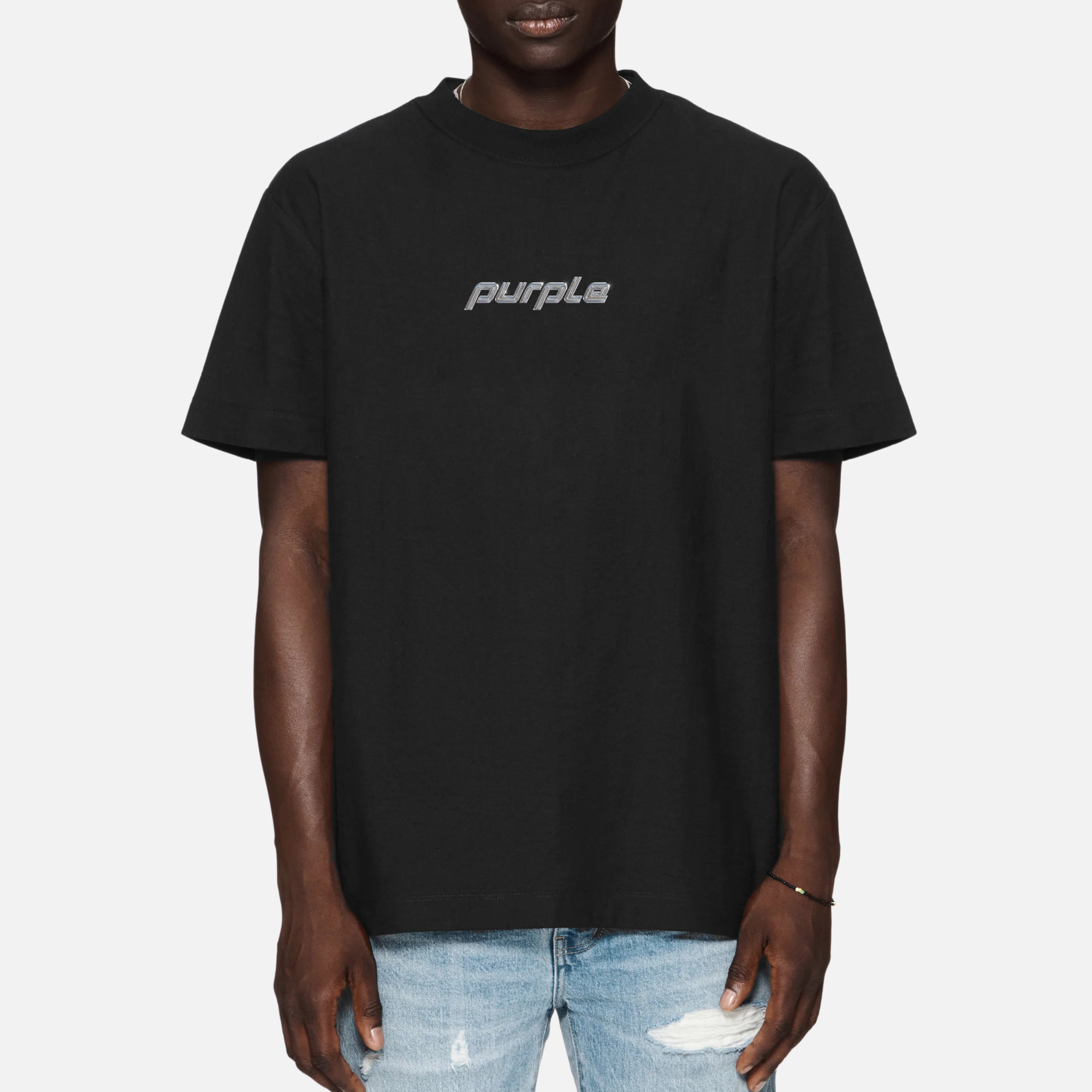 Purple Brand Black Chrome Wordmark T-Shirt