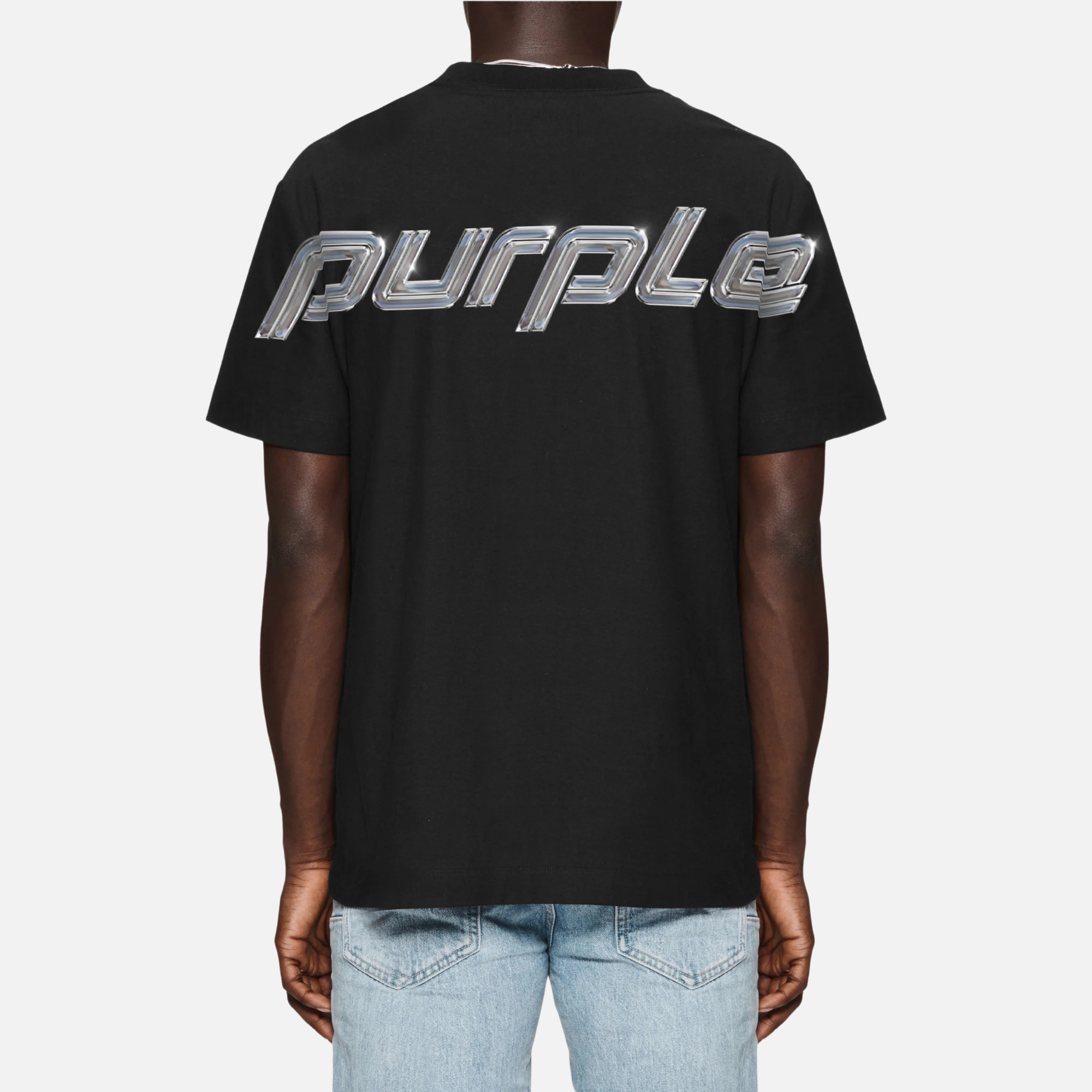 Purple Brand Black Chrome Wordmark T-Shirt