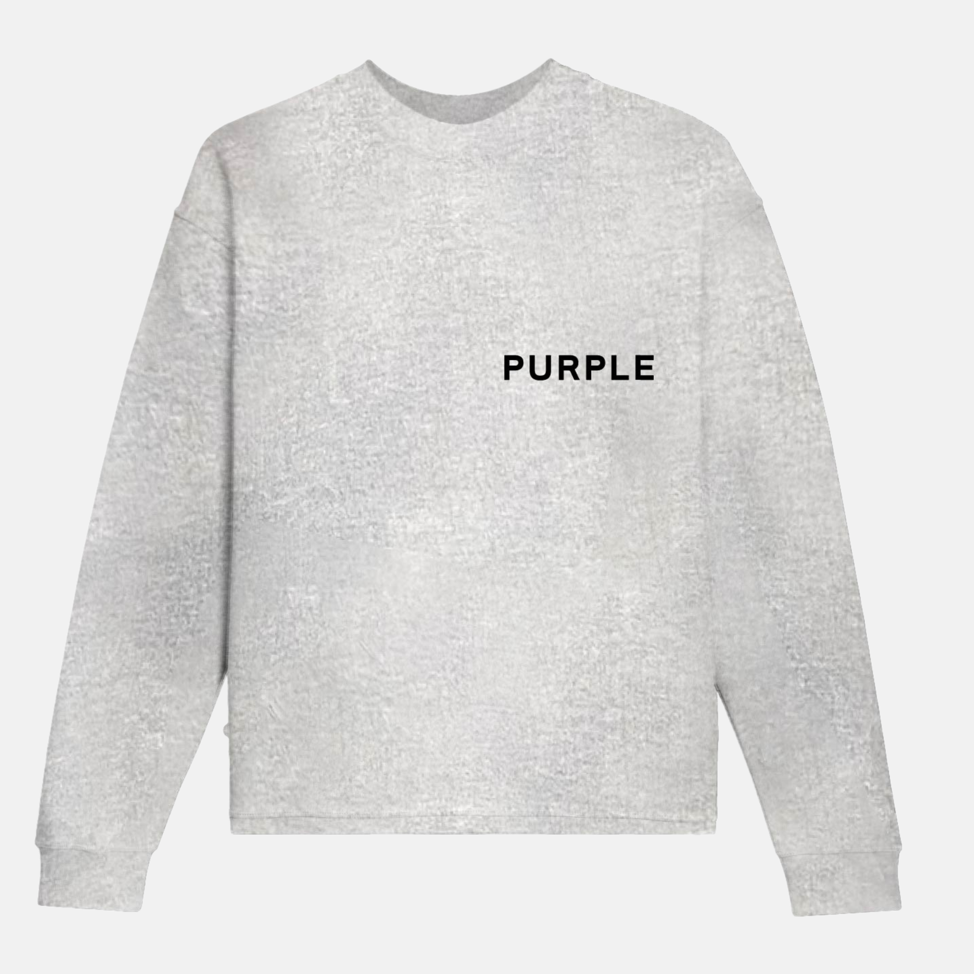 Purple Brand Wordmark Repeat Grey Long Sleeve T-Shirt