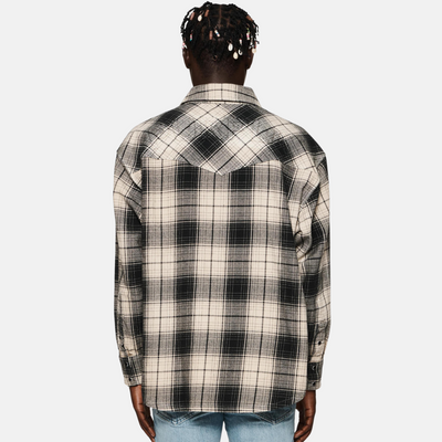 Purple Brand Brown Rice Wordmark Plaid Western Shirt