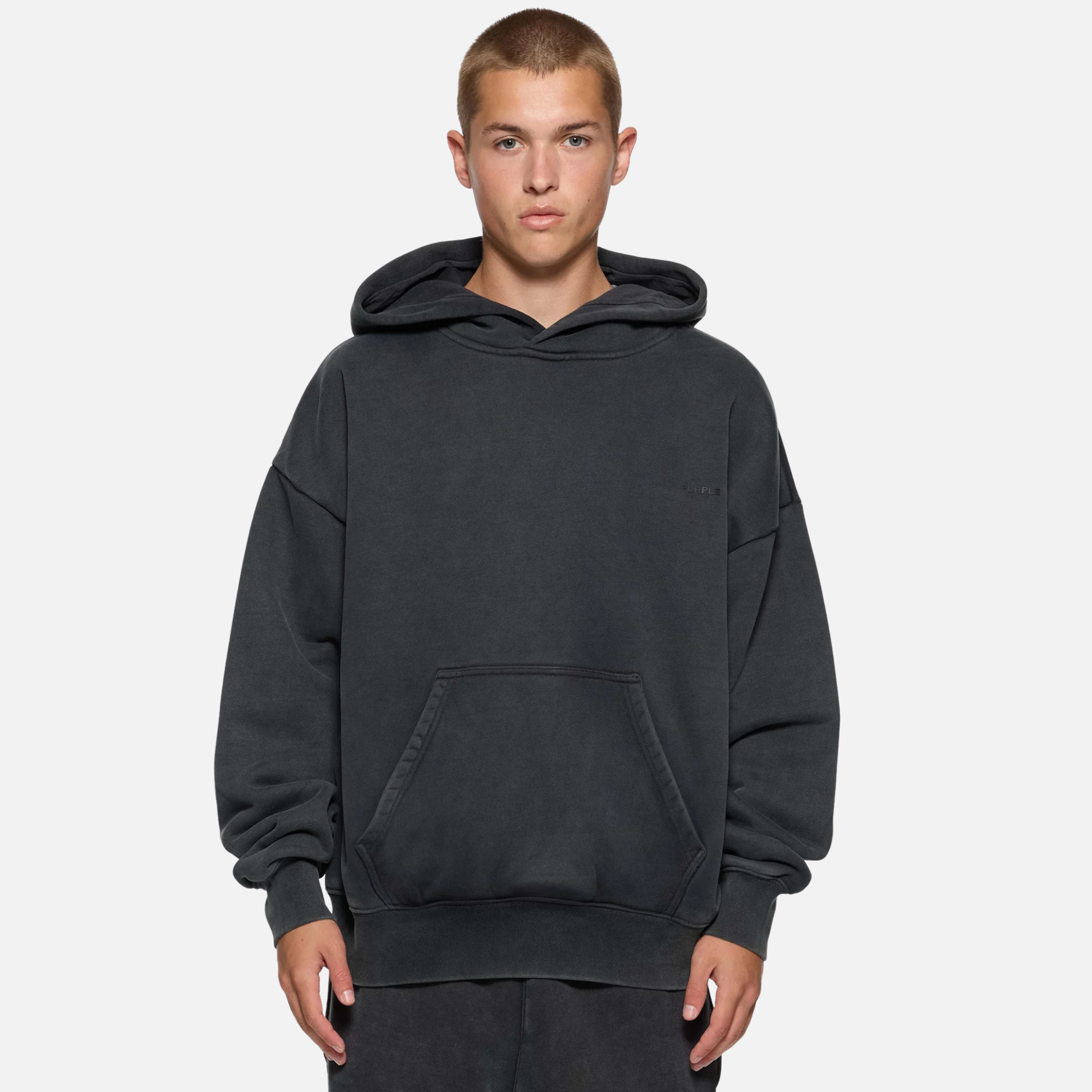 Purple Brand Washed Black Basic Hoodie