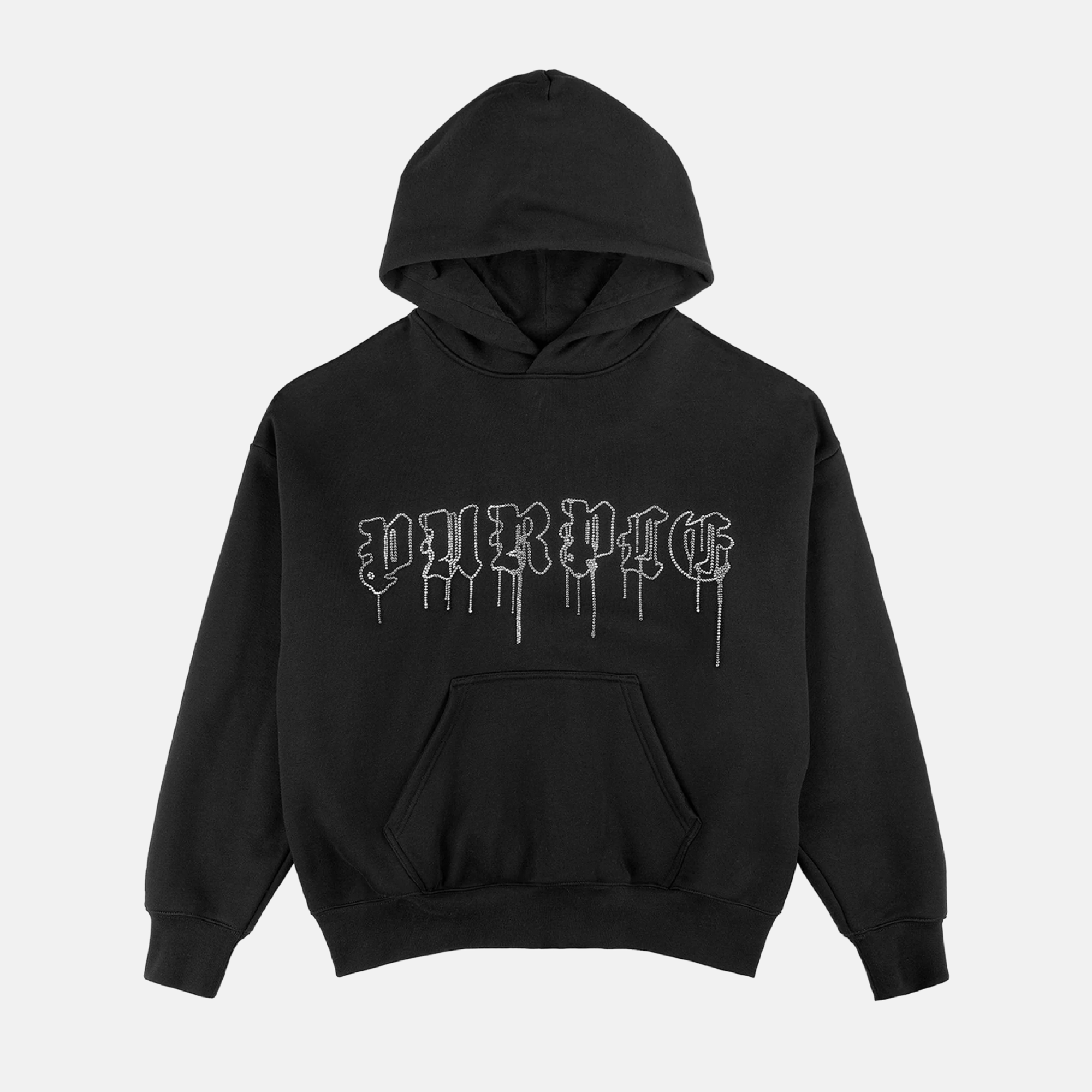 Purple Brand Black Crystal Gothic Drip Hoodie