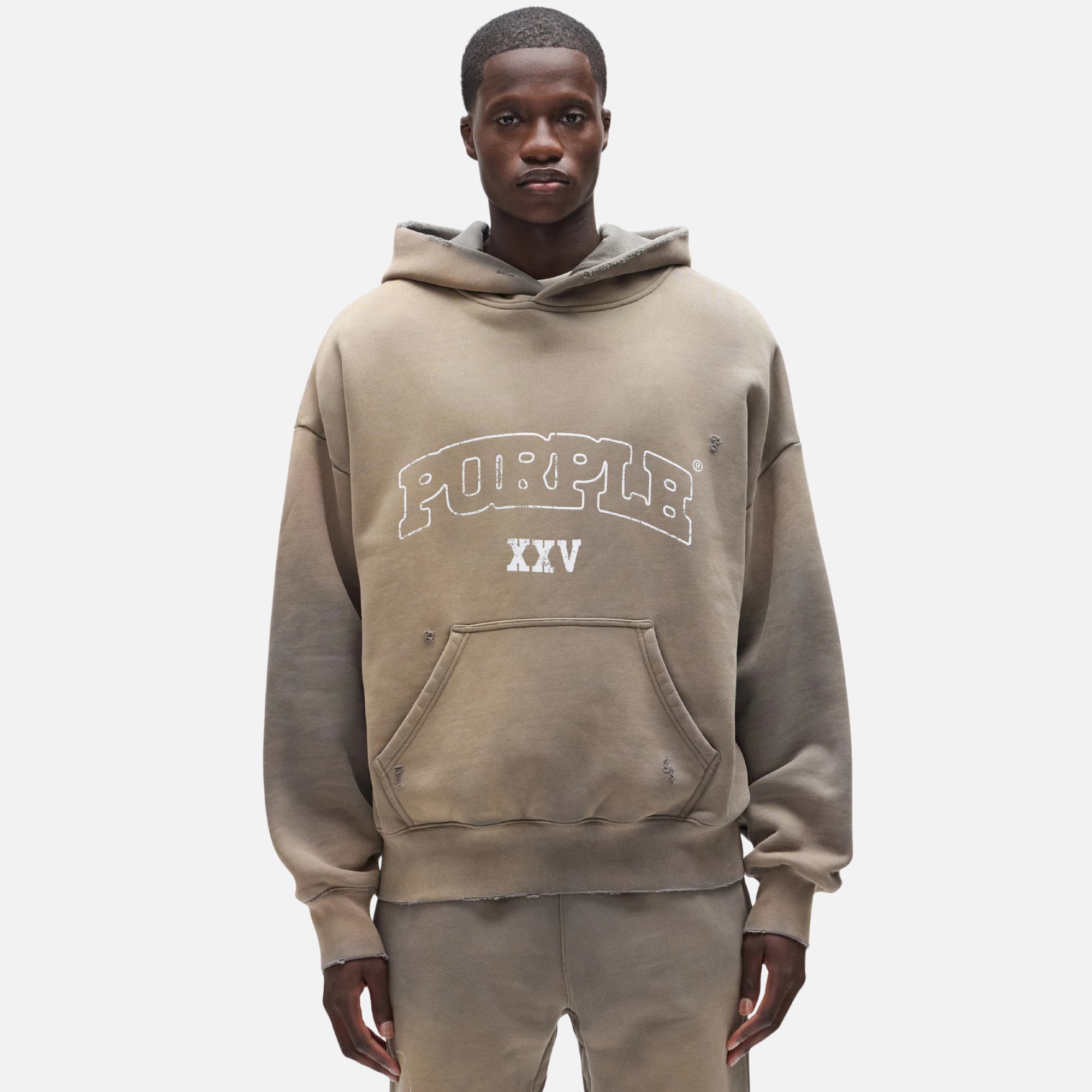 Purple Brand Gray Slab Outline Hoodie