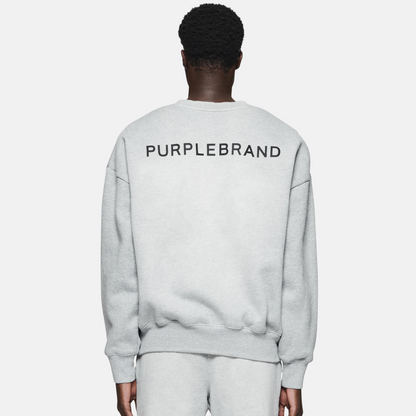 Purple Brand Heather Grey Wordmark Crewneck Sweatshirt