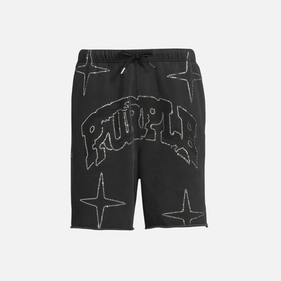Purple Brand Black Crystal Star Shorts