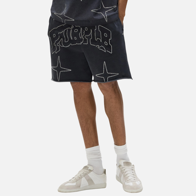 Purple Brand Black Crystal Star Shorts