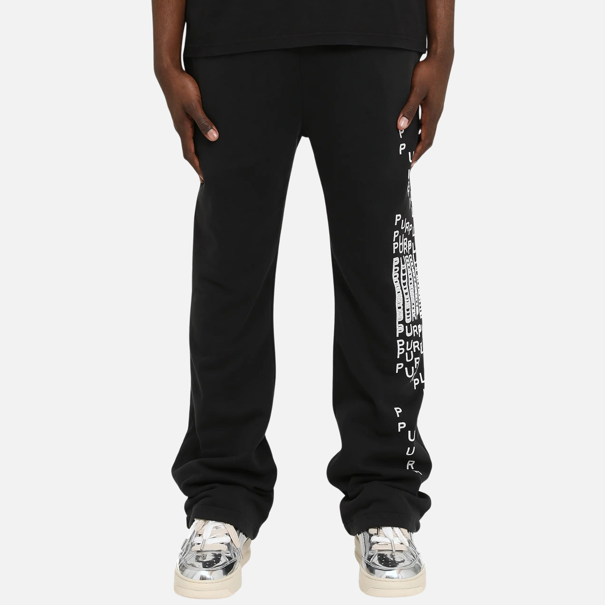 Purple Brand Black Mediumweight Fleece Pants