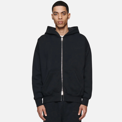 Purple Brand Black Basic Zip-Up Hoodie