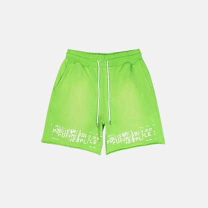 Purple Brand Glitch Fluorescent Green Shorts