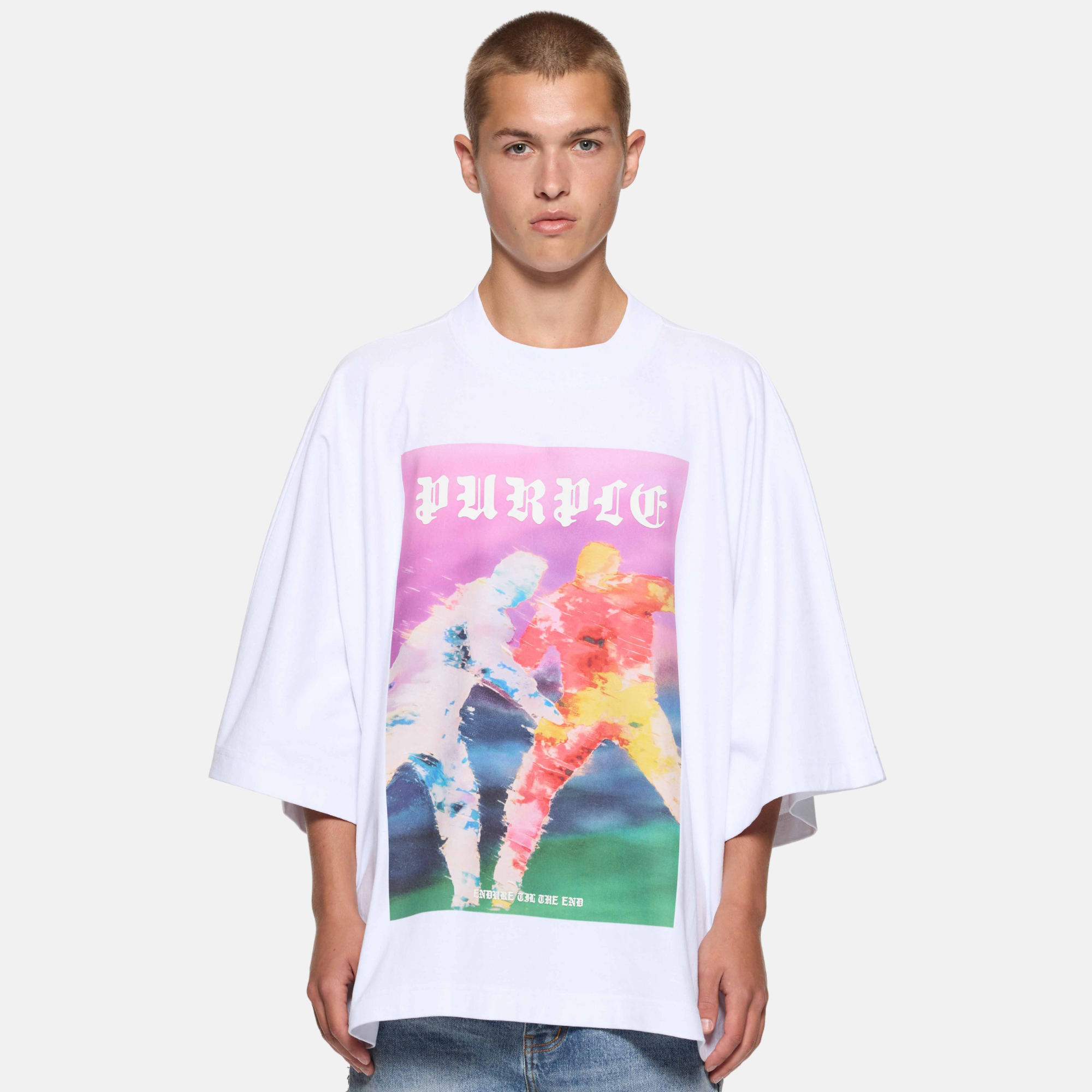 Purple Brand White Fight Oversized T-Shirt