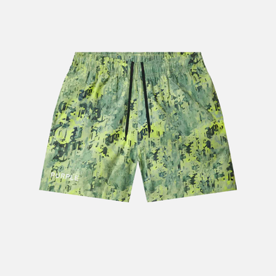 Purple Brand Green Worn Gothic Camo Shorts