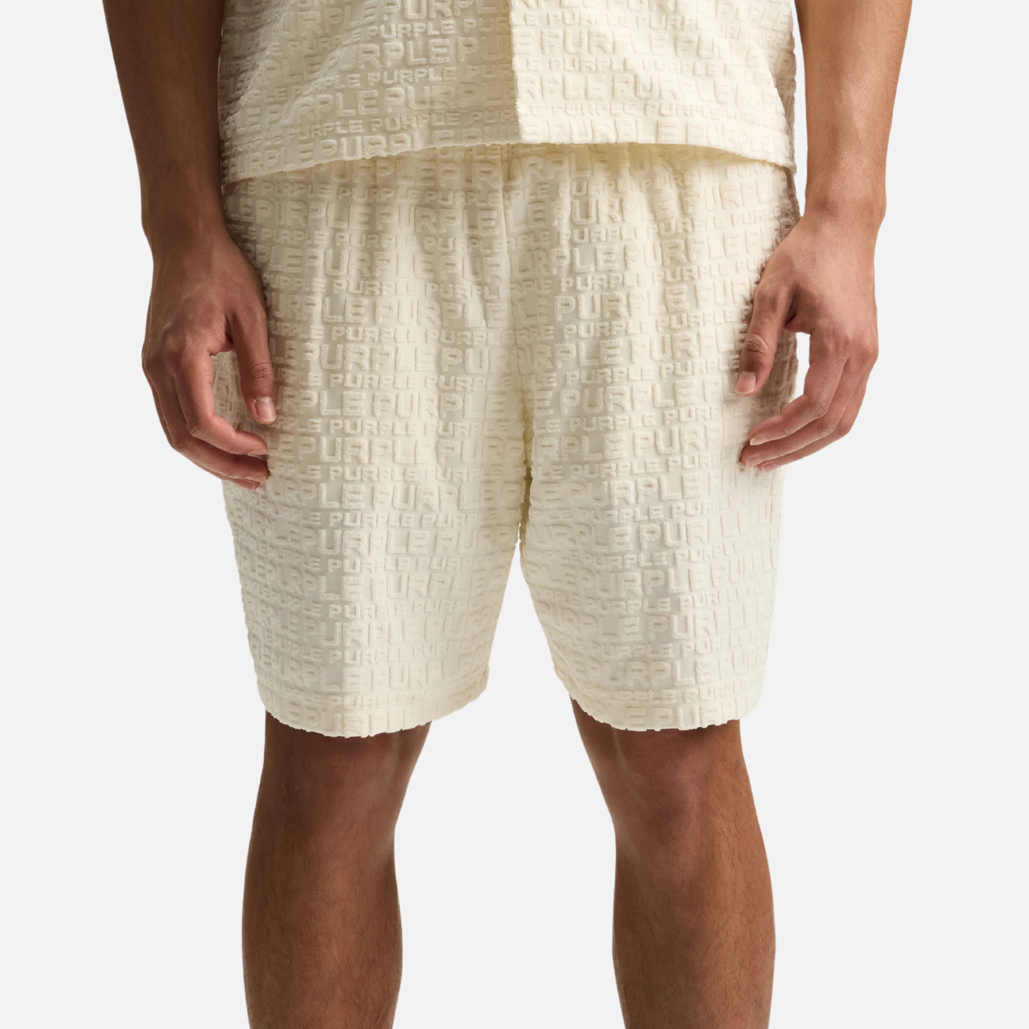 Purple Brand White Jacquard Terry Shorts