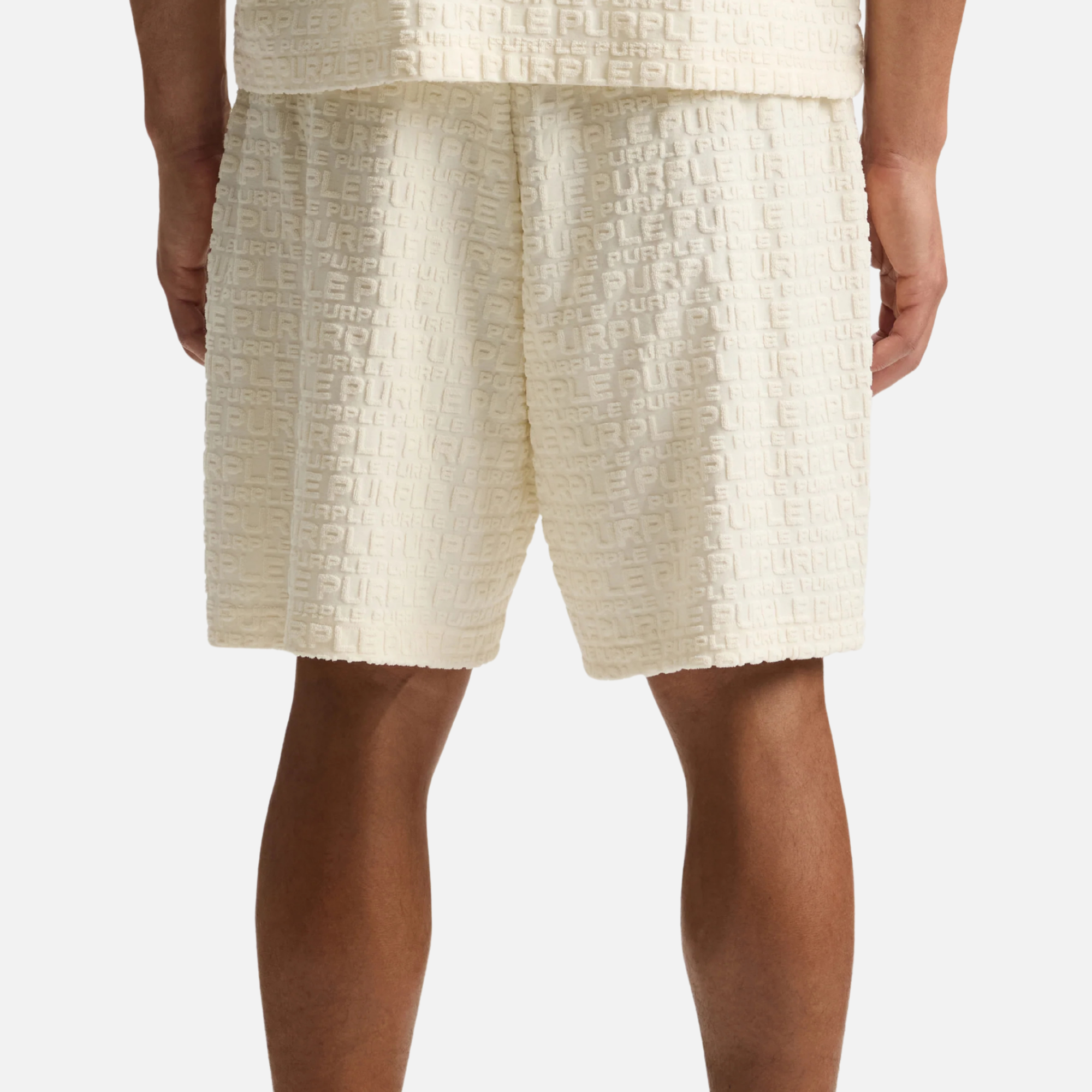 Purple Brand White Jacquard Terry Shorts