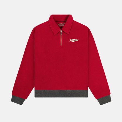 Paper Planes Red Reverse Fleece Half-Zip Pullover