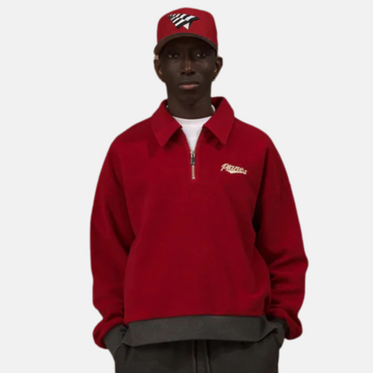 Paper Planes Red Reverse Fleece Half-Zip Pullover