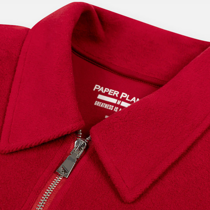 Paper Planes Red Reverse Fleece Half-Zip Pullover