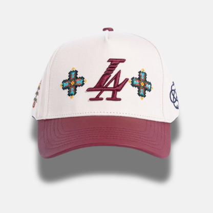 Reference Cream Burgundy Paradise LA Beaded Snapback Hat