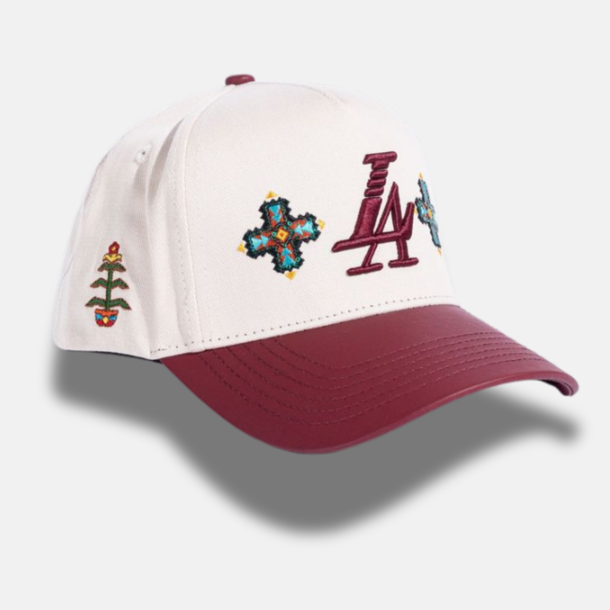 Reference Cream Burgundy Paradise LA Beaded Snapback Hat