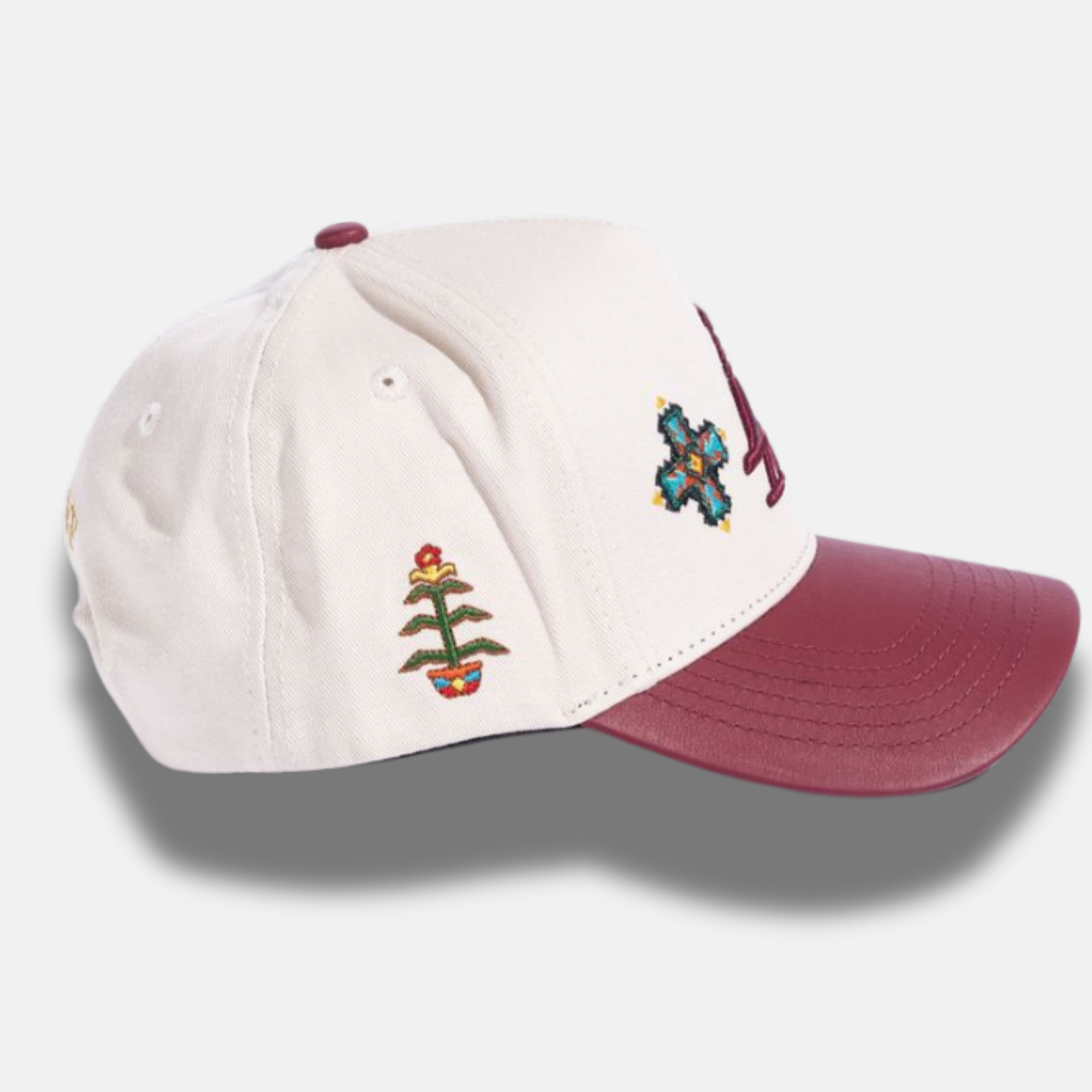 Reference Cream Burgundy Paradise LA Beaded Snapback Hat