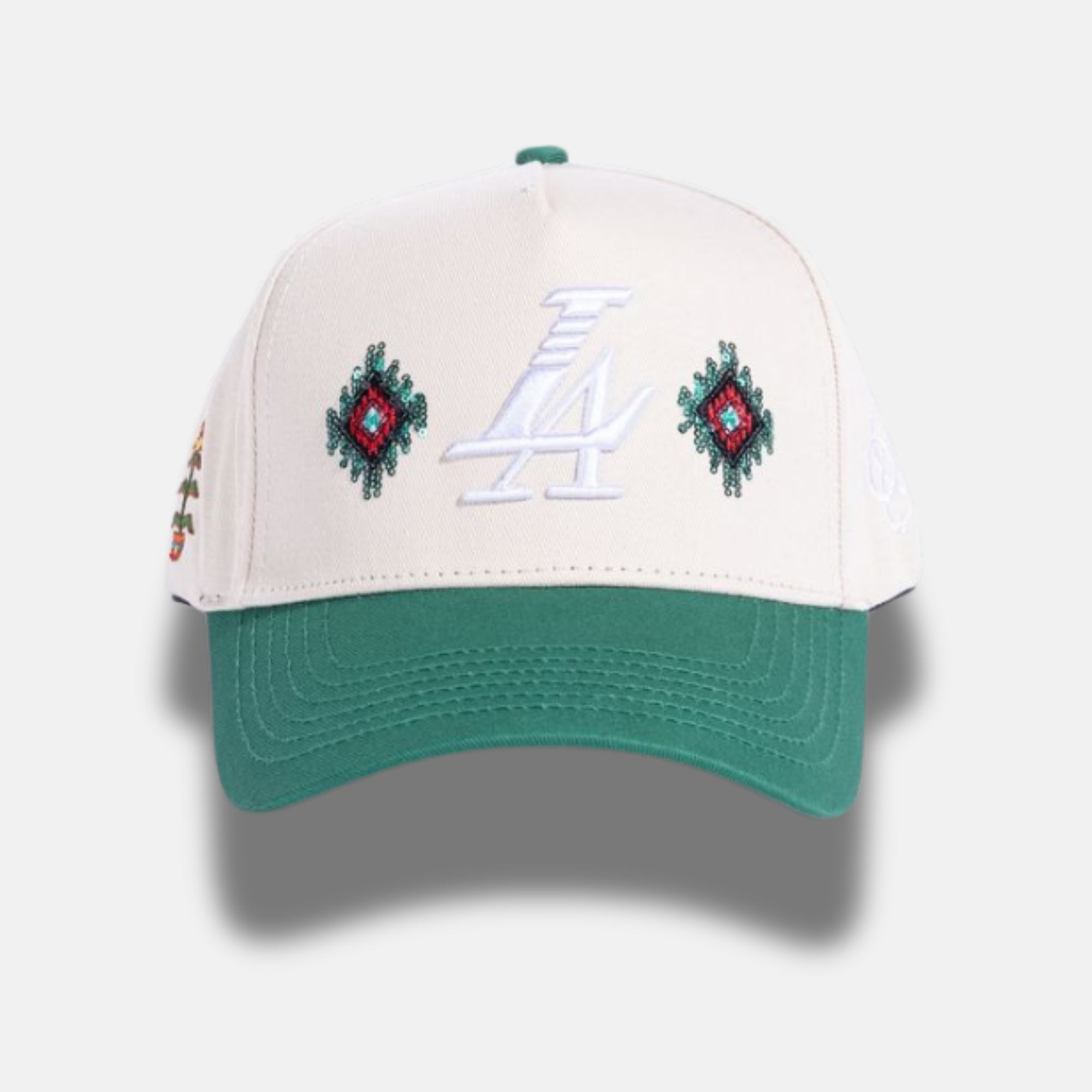 Reference Cream Green Paradise LA Beaded Snapback Hat