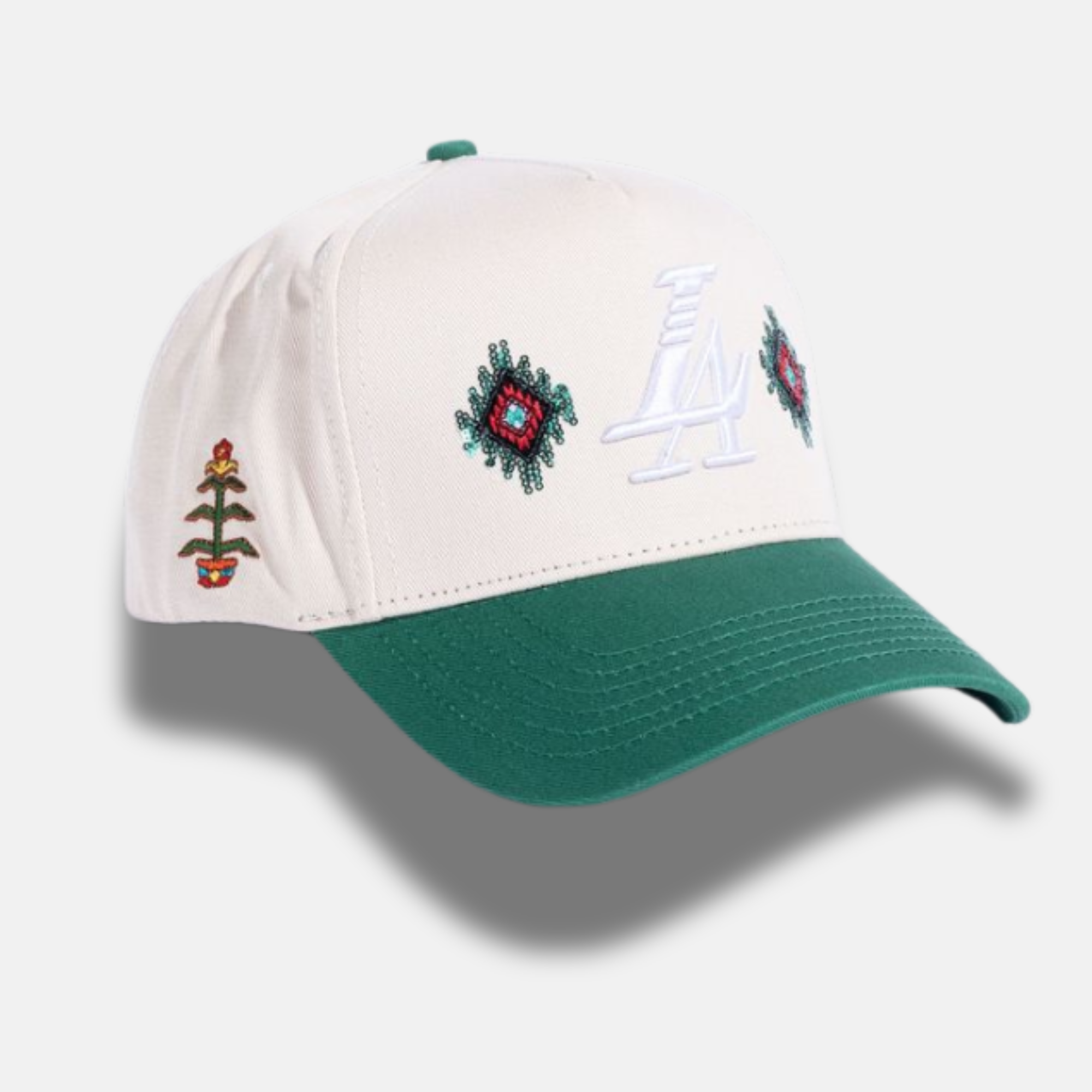 Reference Cream Green Paradise LA Beaded Snapback Hat