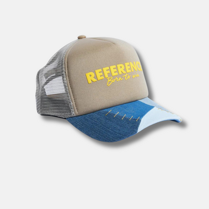 Reference Tan Denim Patchwork Trucker Snapback Hat