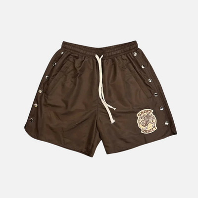 Saint Vanity Brown Nylon Hooded Shirt & Shorts Set