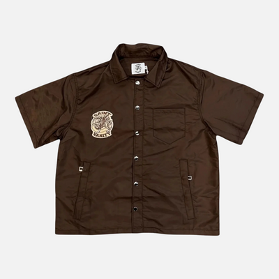 Saint Vanity Brown Nylon Hooded Shirt & Shorts Set